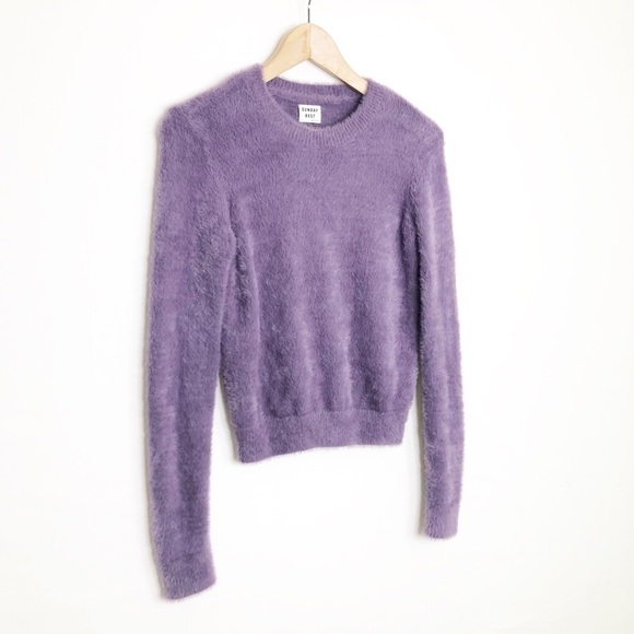 Sunday best purple eyelash crewneck pullover kitten sweater - Picture 6 of 12